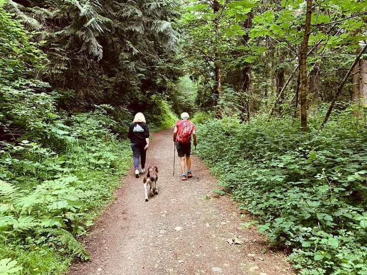 My hiking partner and I. Nice easy flat trail.